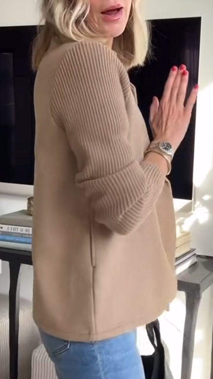 Zella – Double-Breasted Knit Sleeve Blazer