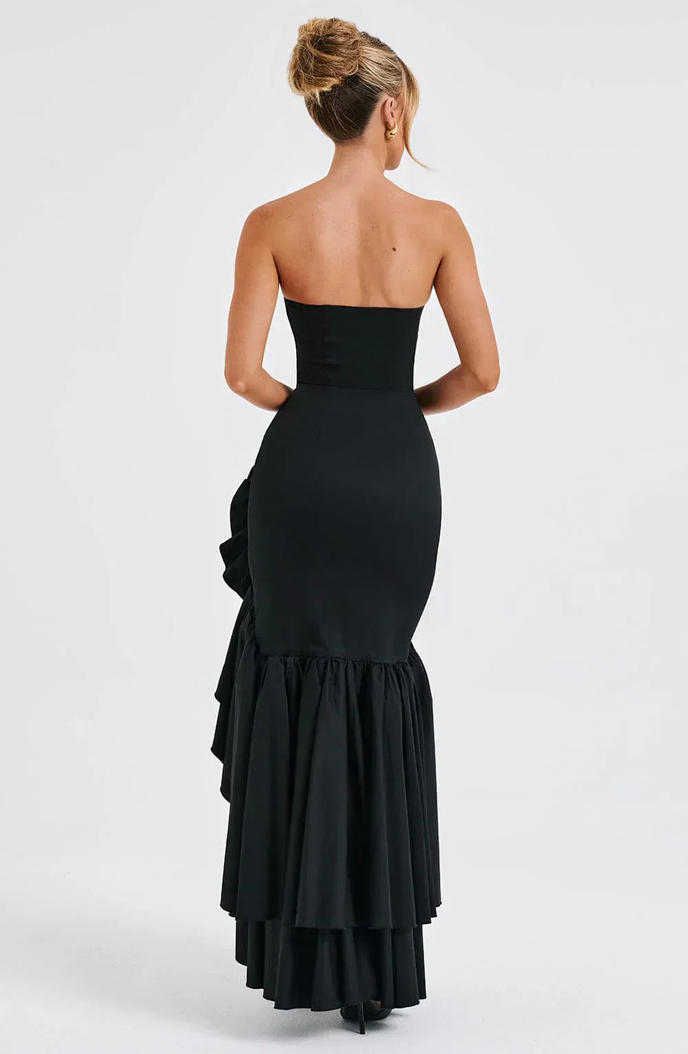 Beryl – Strapless Cascade Maxi Dress