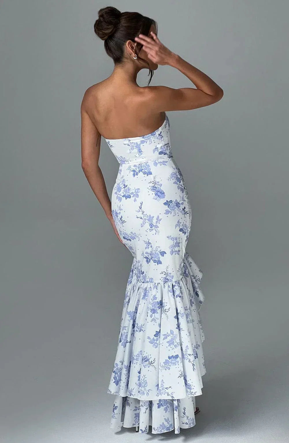 Beryl – Strapless Cascade Maxi Dress