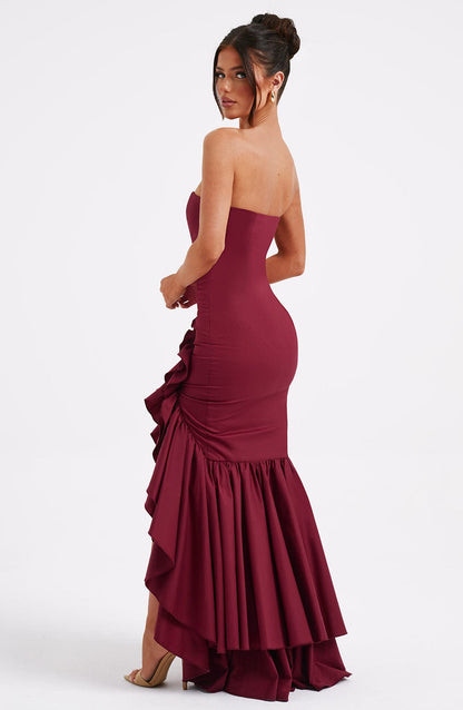 Beryl – Strapless Cascade Maxi Dress