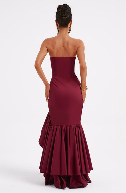 Beryl – Strapless Cascade Maxi Dress