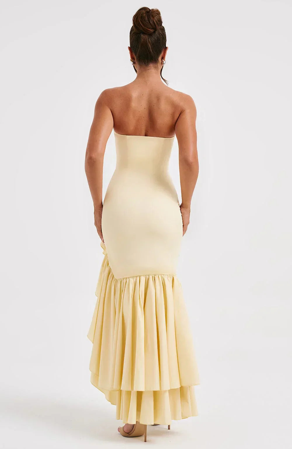 Beryl – Strapless Cascade Maxi Dress