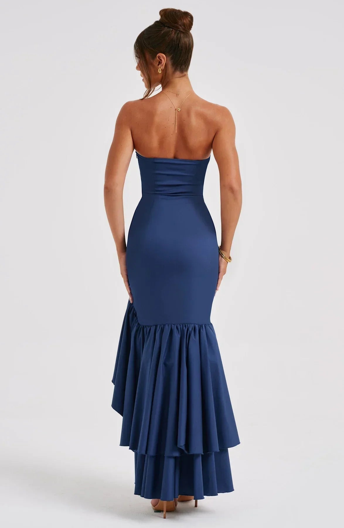Beryl – Strapless Cascade Maxi Dress