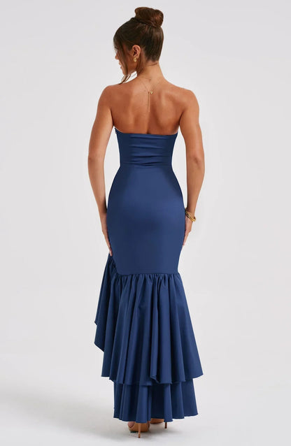 Beryl – Strapless Cascade Maxi Dress