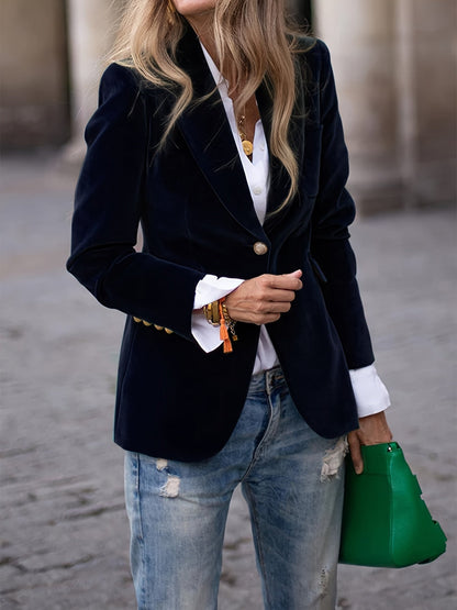 Zinnia – Elegant Gold Buttoned Blazer