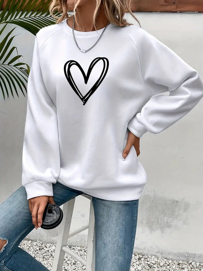 Maria – Elegant Heart Print Sweatshirt