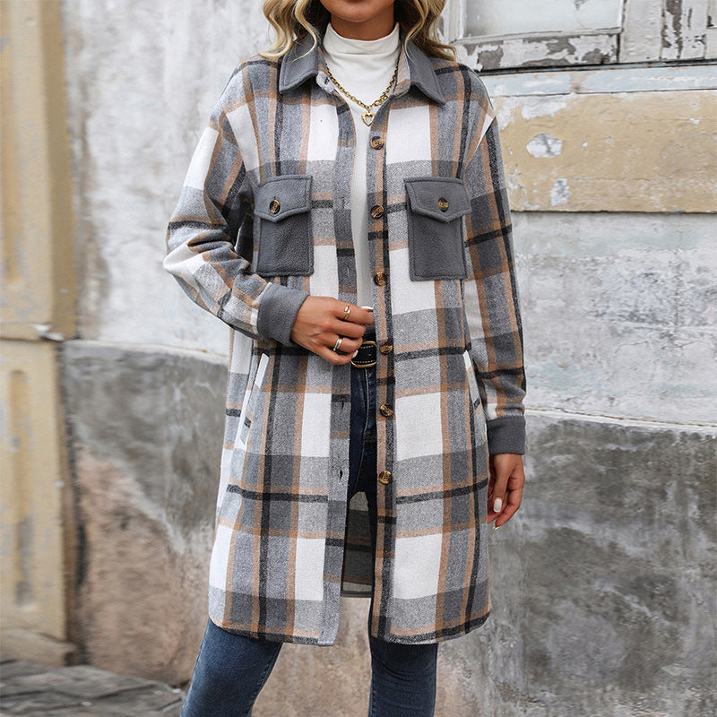 Tessa – Classic Plaid Button Coat