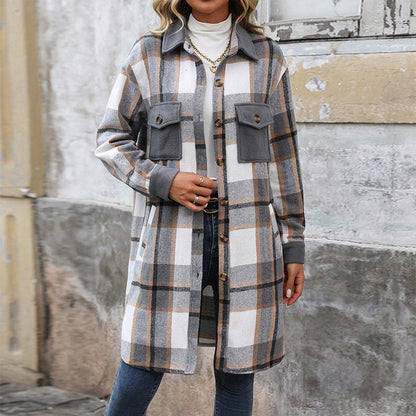 Tessa – Classic Plaid Button Coat