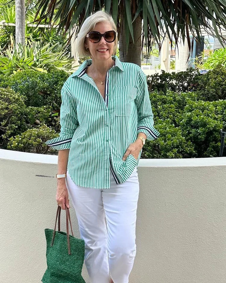 Clara – Striped Button-Up Shirt