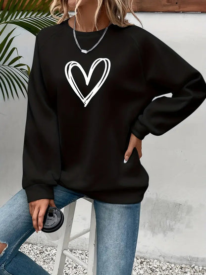 Maria – Elegant Heart Print Sweatshirt