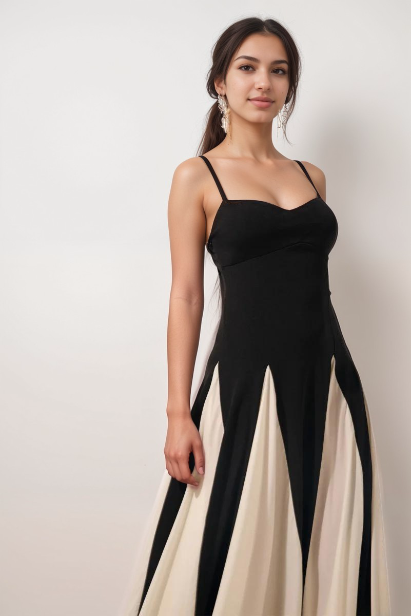 Opal – Black White Satin Blend Dress