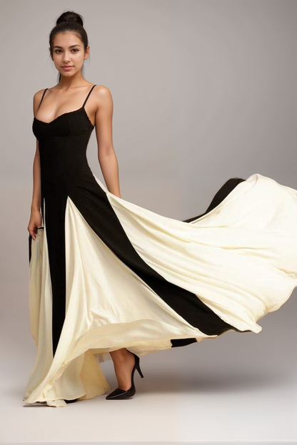 Opal – Black White Satin Blend Dress