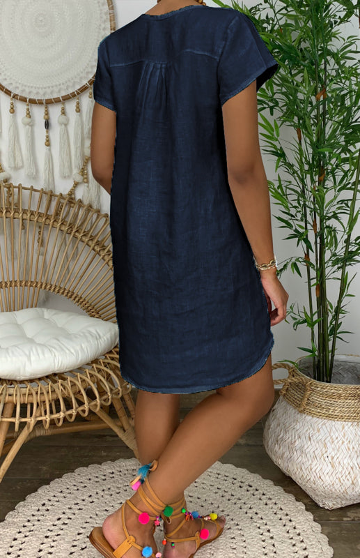 Mika – Turtle-neck Linen Dress