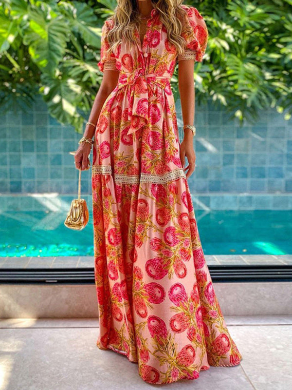 Lisa – Bohemian Floral  Maxi Dress
