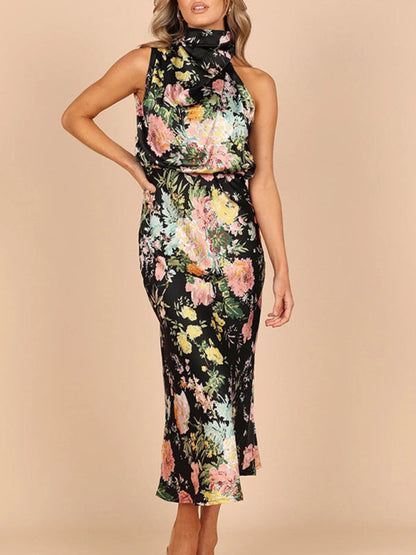 Mabel – Floral Halter Neck Midi Dress