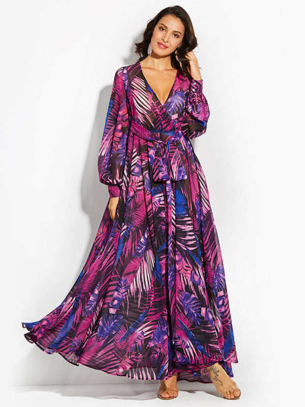 Rosa – Leaf Print Maxi Dress