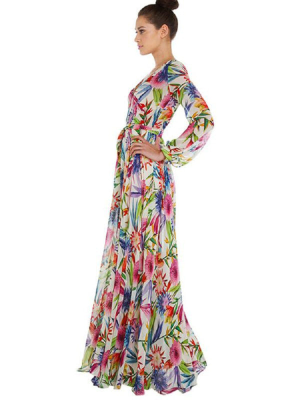 Rosa – Leaf Print Maxi Dress
