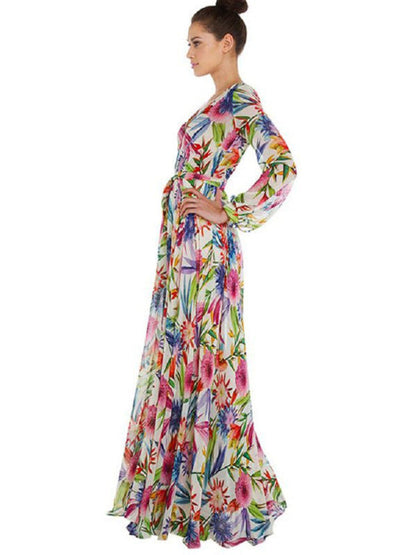 Rosa – Leaf Print Maxi Dress