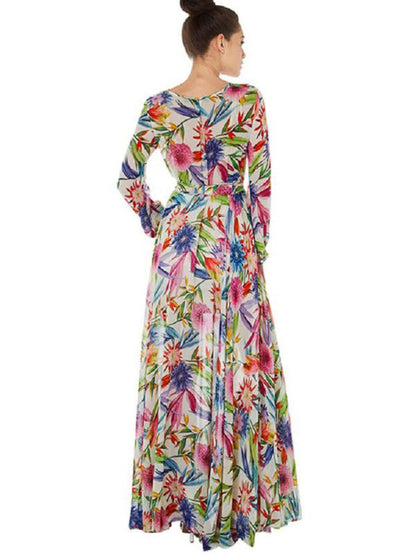 Rosa – Leaf Print Maxi Dress