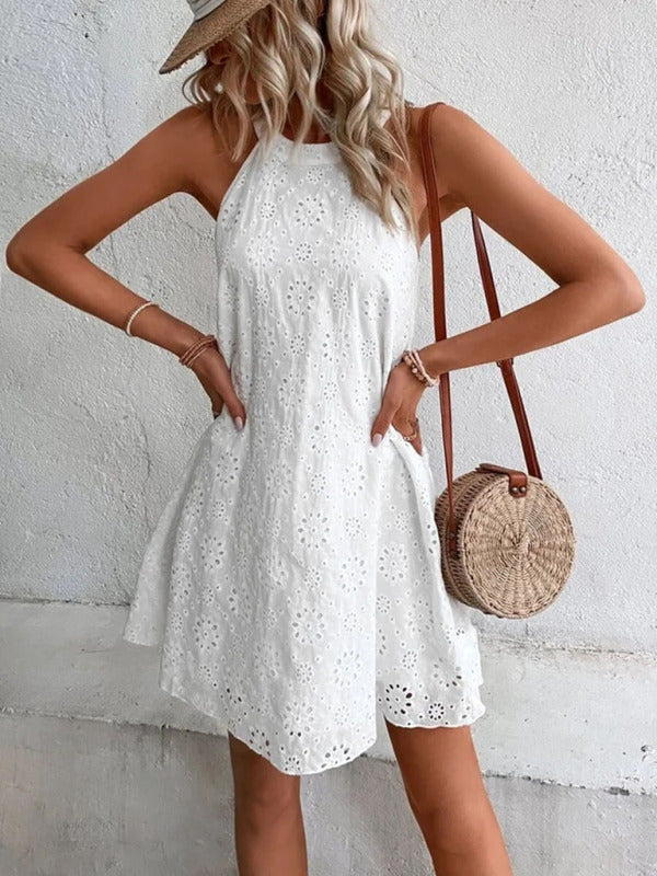 Georgia – Floral  Eyelet Mini Dress