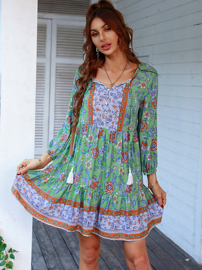 Kira – Bohemian Floral Print Dress