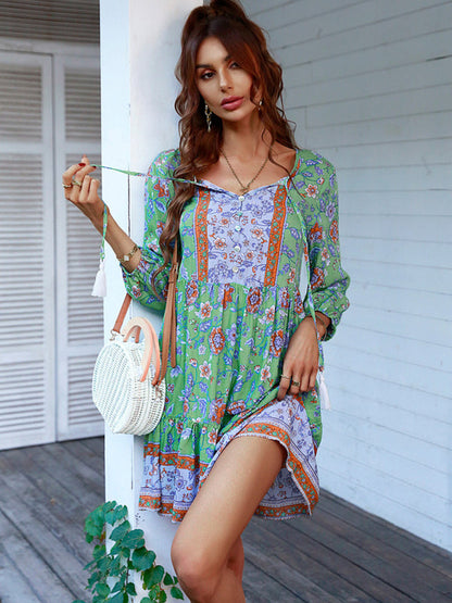 Kira – Bohemian Floral Print Dress