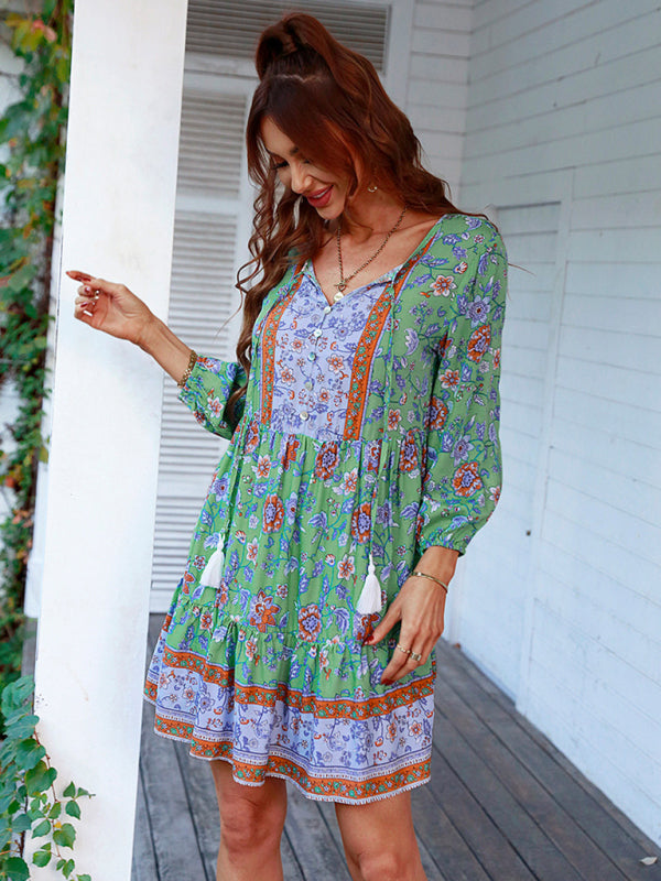 Kira – Bohemian Floral Print Dress