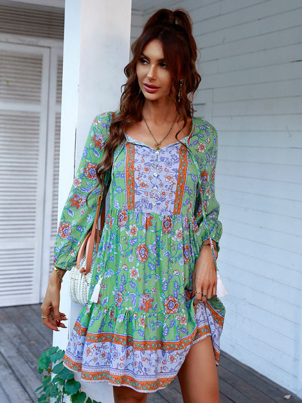 Kira – Bohemian Floral Print Dress