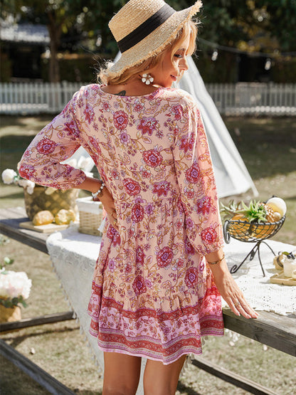 Kira – Bohemian Floral Print Dress