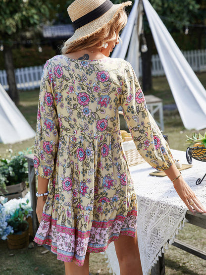 Kira – Bohemian Floral Print Dress