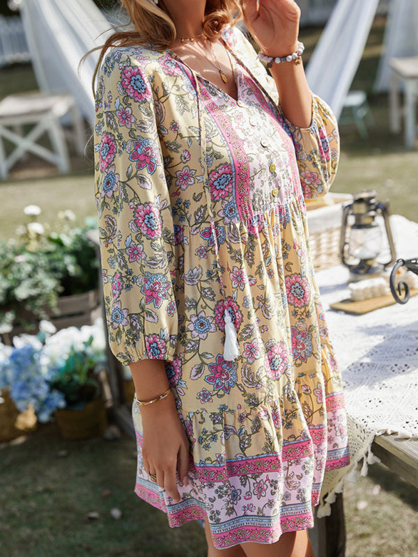 Kira – Bohemian Floral Print Dress