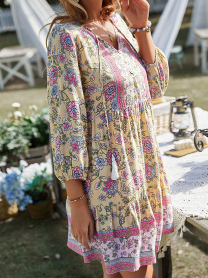 Kira – Bohemian Floral Print Dress