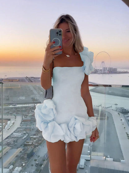 Carina – Asymmetrical Ruffled Hem Mini Dress