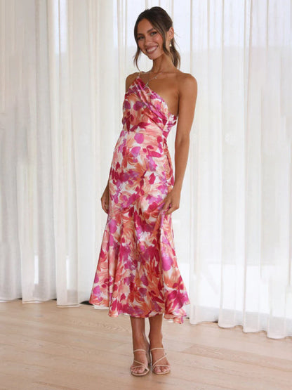 Nala – Asymmetrical Floral  Midi Dress