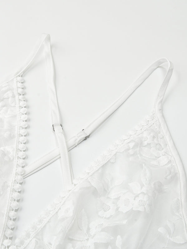 Gracie – Floral V-Neck Lace Mini Dress