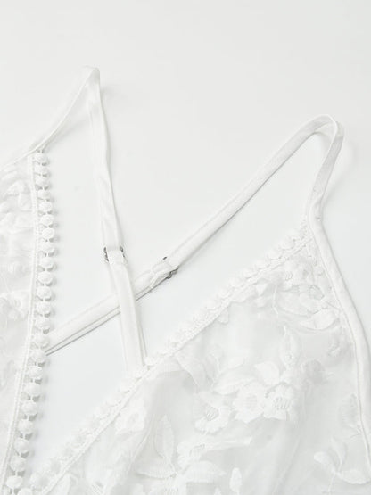 Gracie – Floral V-Neck Lace Mini Dress