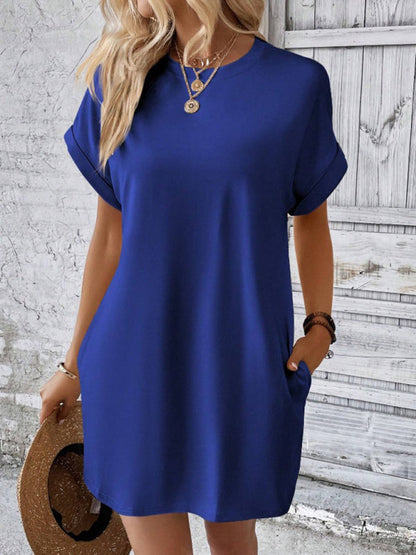 Ava – Elegant Round Neck Mini Dress