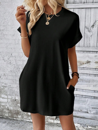 Ava – Elegant Round Neck Mini Dress
