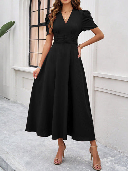 Zuri – Puff Sleeves Midi Dress