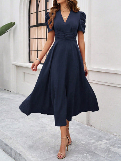 Zuri – Puff Sleeves Midi Dress