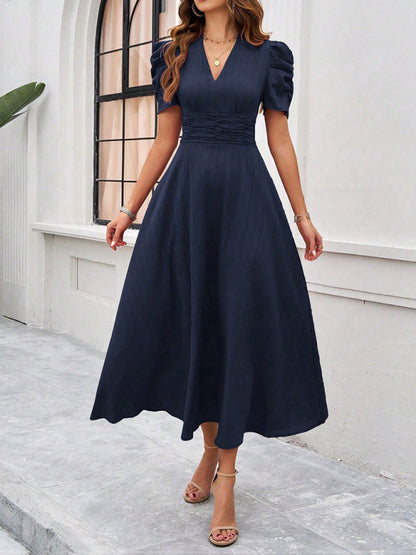 Zuri – Puff Sleeves Midi Dress