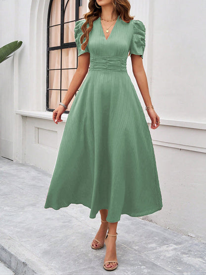 Zuri – Puff Sleeves Midi Dress
