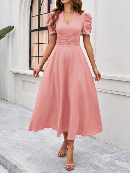 Zuri – Puff Sleeves Midi Dress