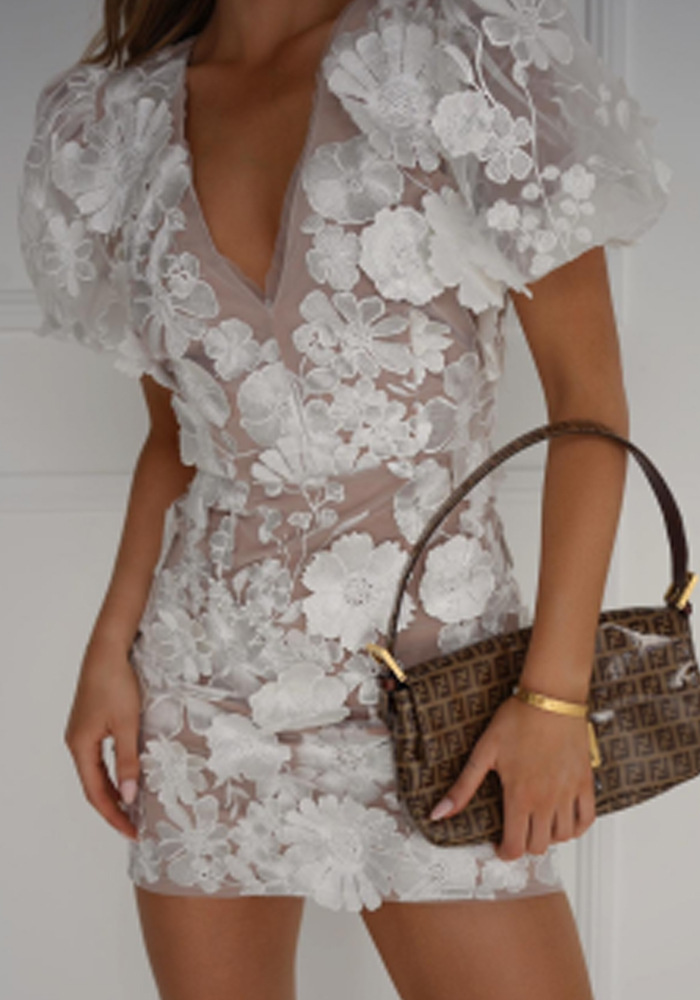 Celia – Floral Puff Sleeved Mini Dress