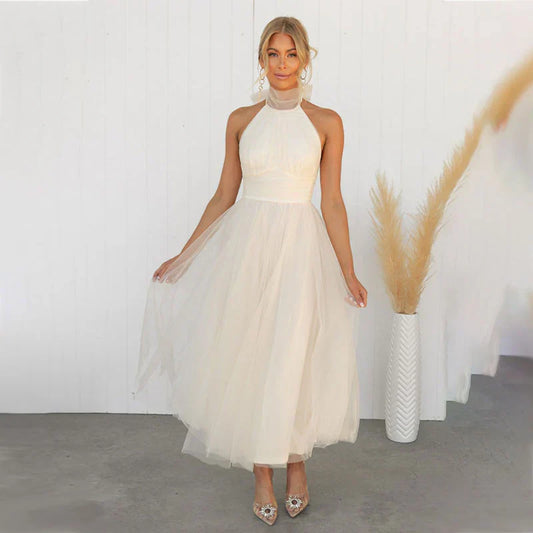 Roma – Elegant Halter Neck Midi Dress