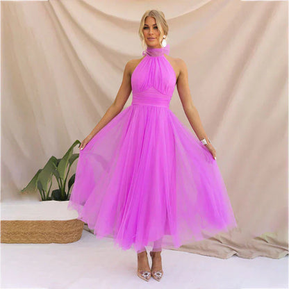 Roma – Elegant Halter Neck Midi Dress