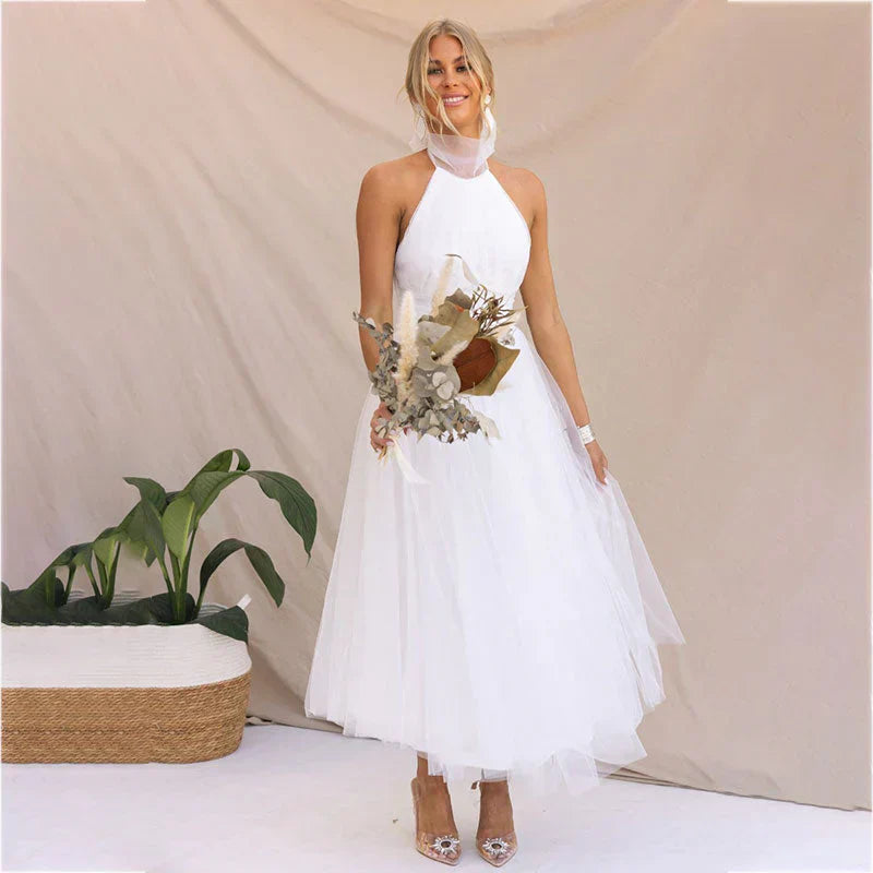 Roma – Elegant Halter Neck Midi Dress