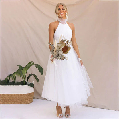 Roma – Elegant Halter Neck Midi Dress