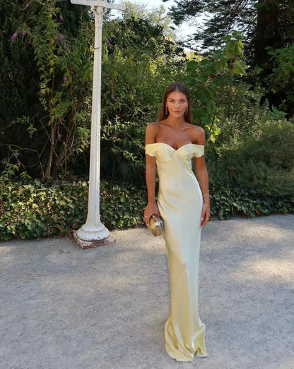Scarlett – Off Shoulder Yellow Maxi Dress