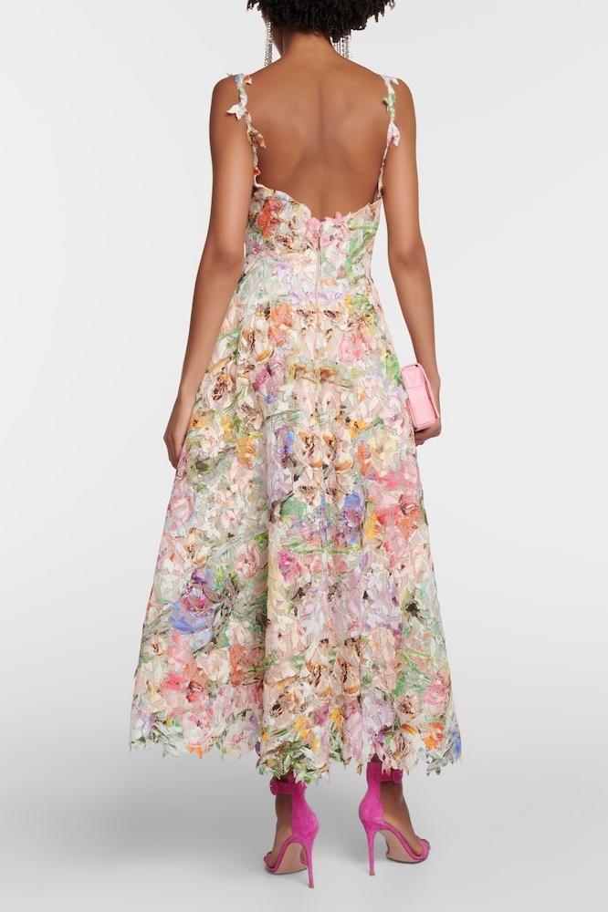 Whitney – Floral Lace Midi Dress Elegant